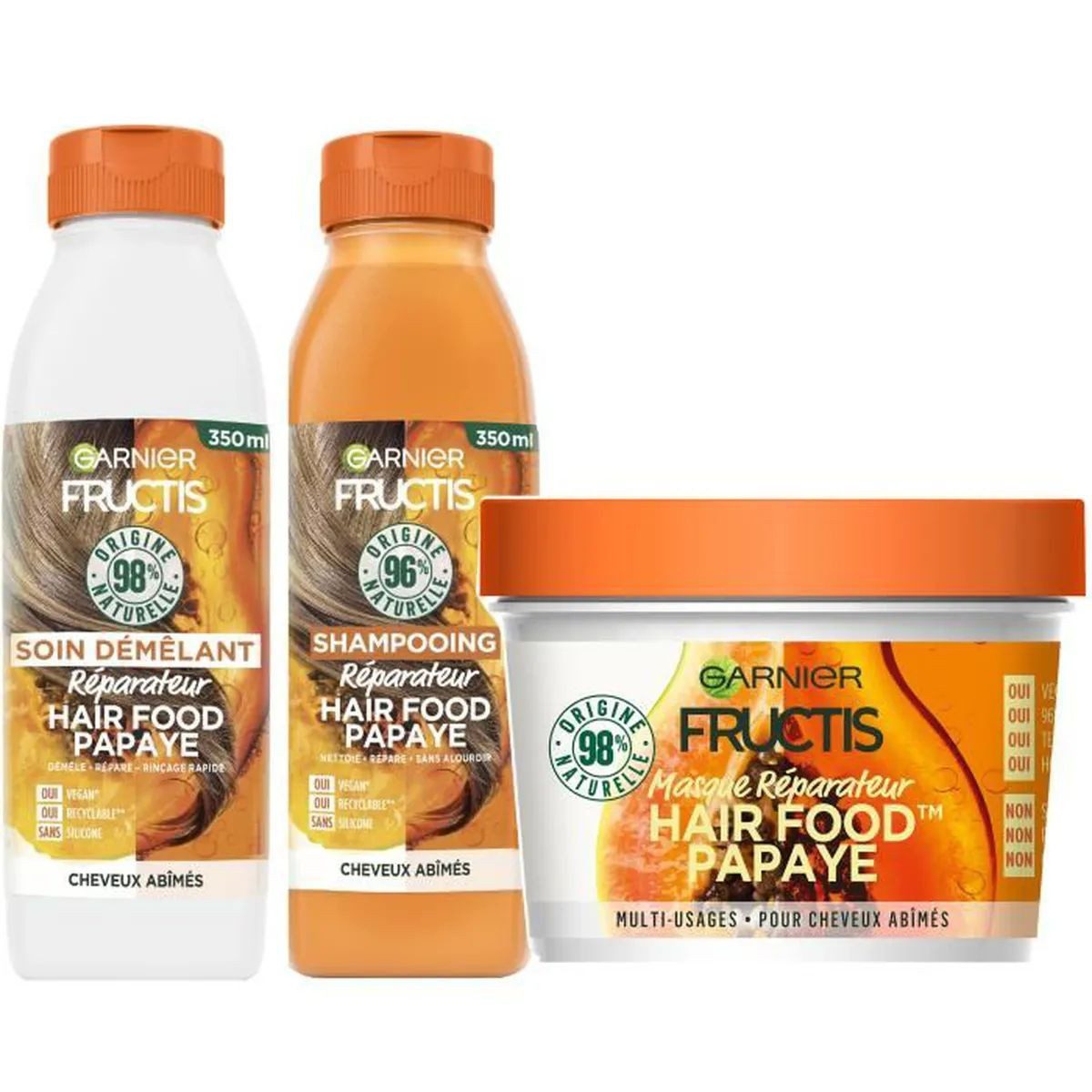 Coffret Garnier Fructis Hair Food Routine à la Papaye pour cheveux abimés - 98% d'ingrédients d'origine naturelle