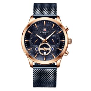 REWARD RD82008M Bronze Bleu montre bracelet étanche à Quartz pour hommes, chronographe, Sport, marque de luxe