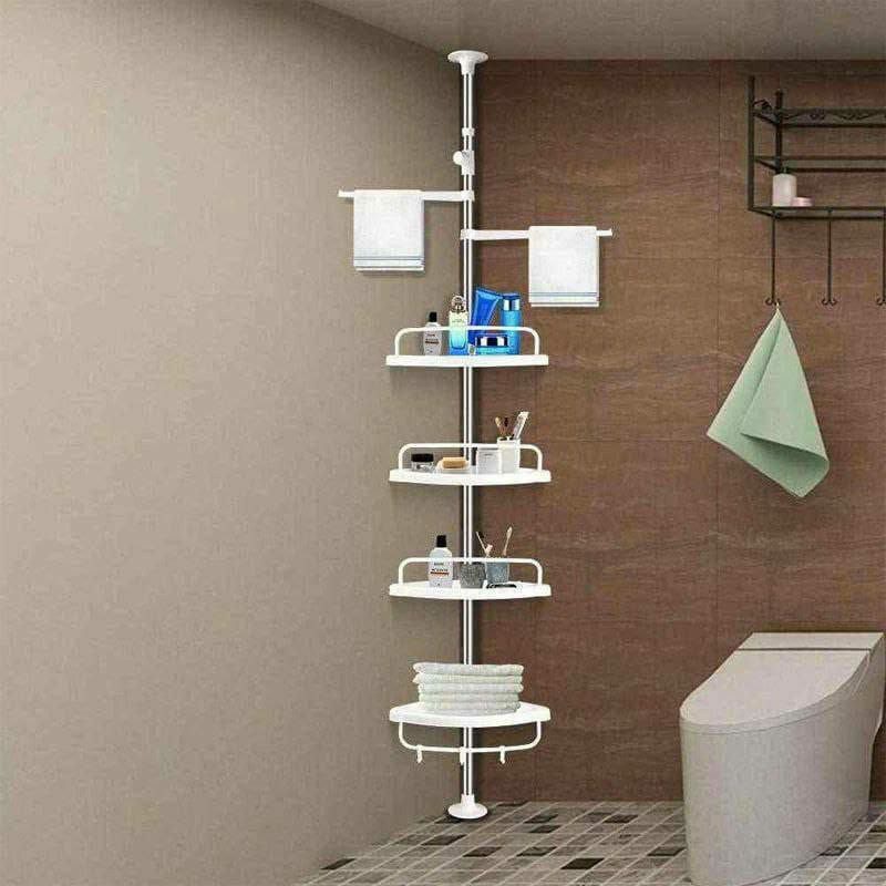 Etagère Salle de bain Douche d'angle Télescopique Extensible 3m avec 4 Paniers 23x23x34