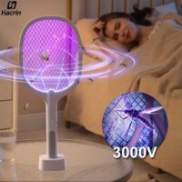 MOSKILL - Raquette anti-moustiques 2 en 1, aster par USB, avec lampe UV, 1200mAh