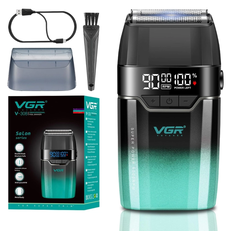 VGR V-308 Rasoir Électrique Double Grille 9000 RPM – Salon Series