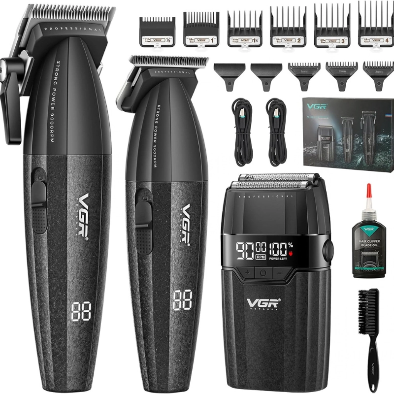 VGR 640 S3 Kit Barbier 3 en 1 Tondeuse Trimmer Rasoir à Grille