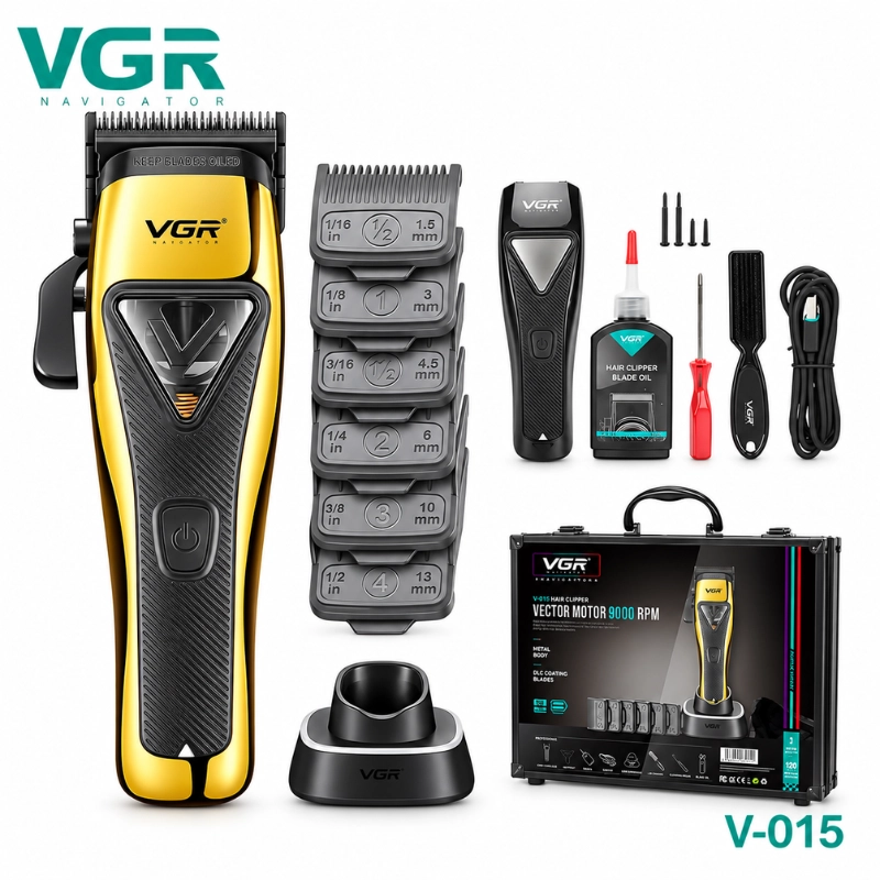 VGR V-015 Tondeuse Sans Fil Professionnelle – Vector 9000 RPM, Lame DLC