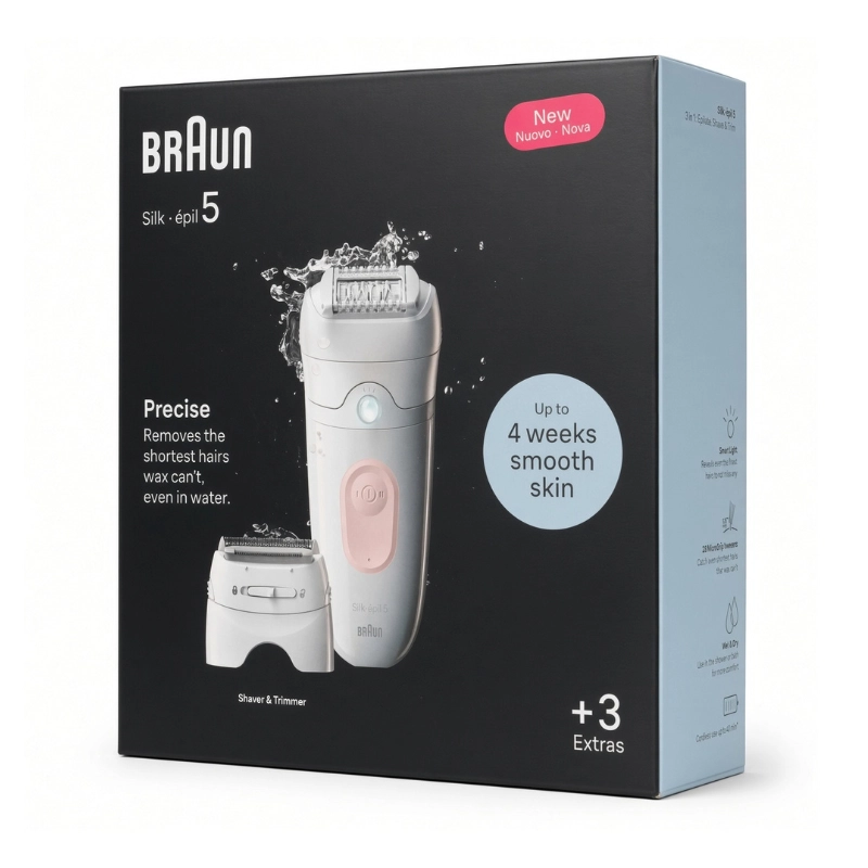 Braun Silk-épil 5 5-030 Épilateur Sans Fil Wet & Dry 28 Pincettes