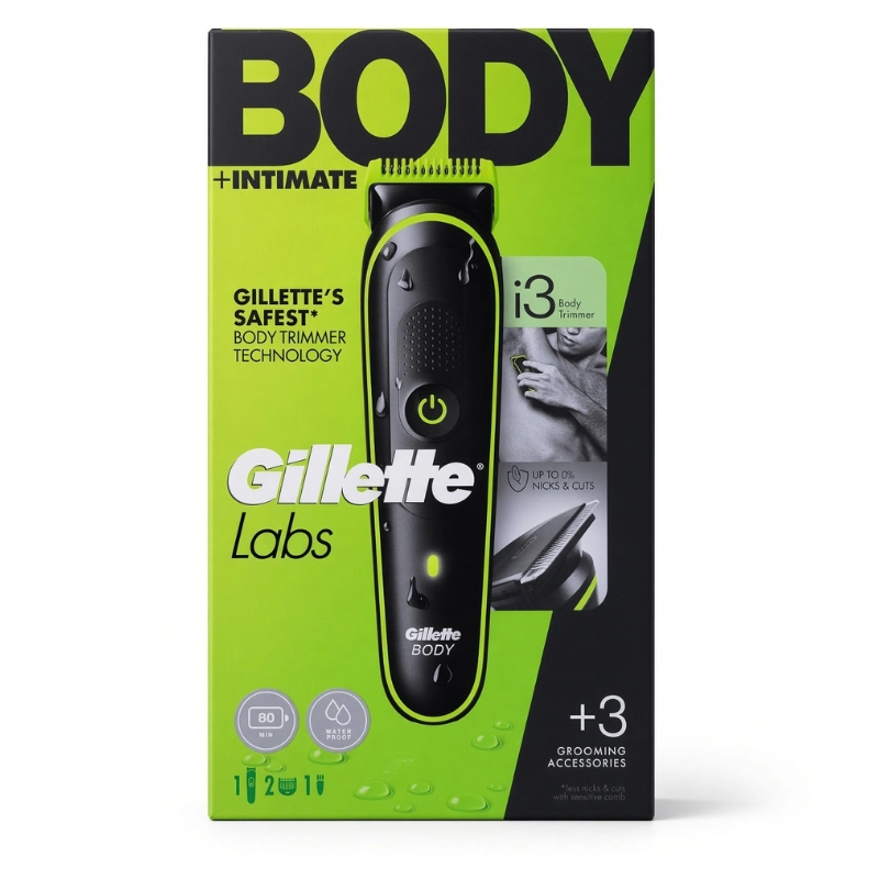 Gillette Labs i3 Tondeuse Corps et Zone Intime Homme Étanche
