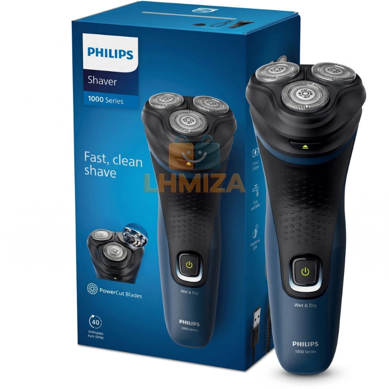 Philips Rasoir Électrique Series 1000 S1134/00 Rotatif Étanche Bleu